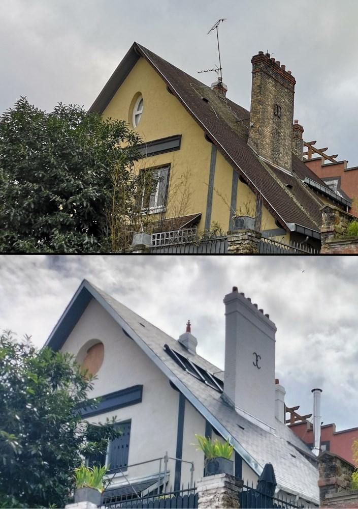 Toiture ardoise Paris avant/après