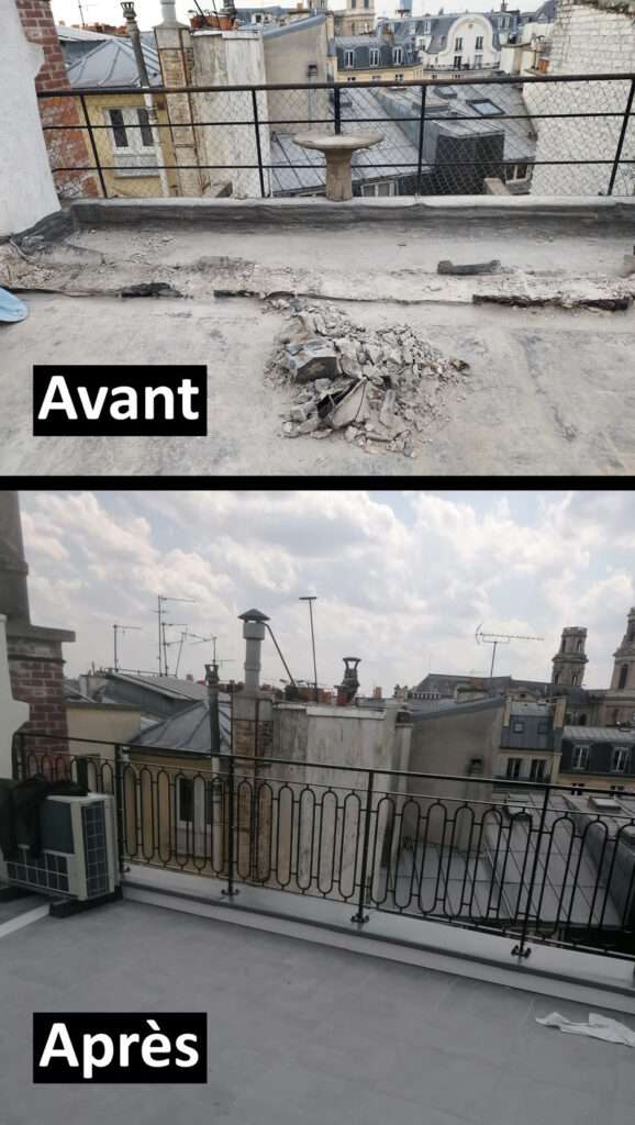 Etancheite terrasse Avant apres