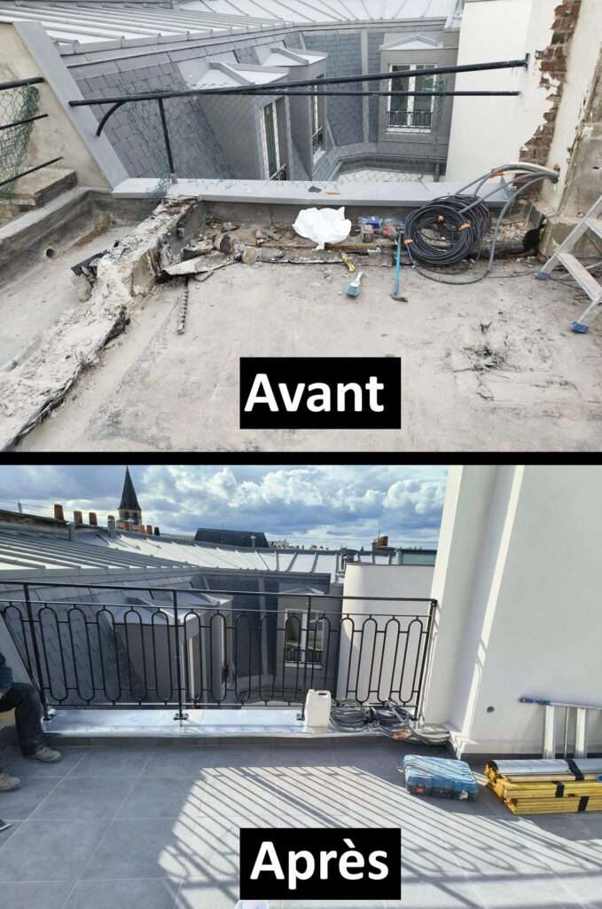 Etancheite terrasse paris avant apres