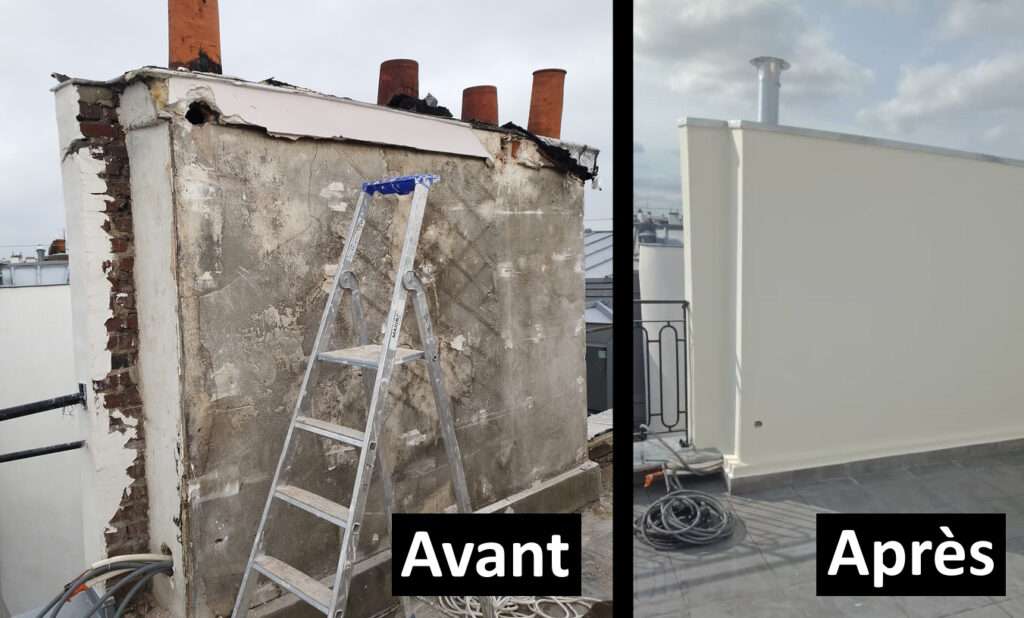 Etancheite toiture terrasse Paris avant apres
