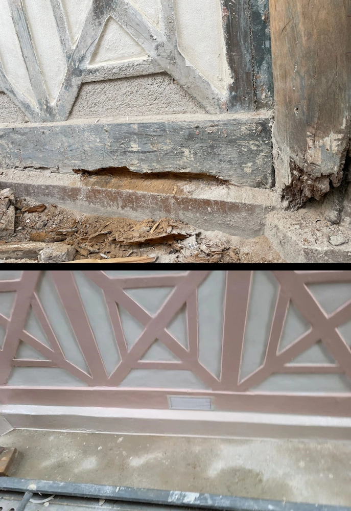 Renovation de facade a Colombages