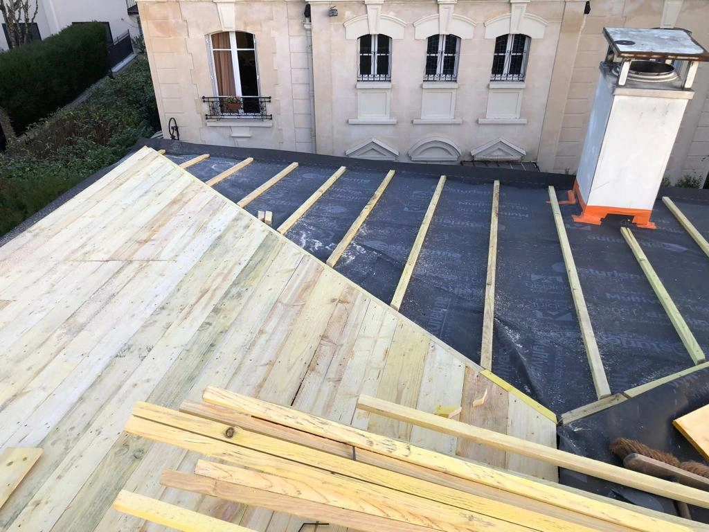 Platelage toiture zinc Vaucresson