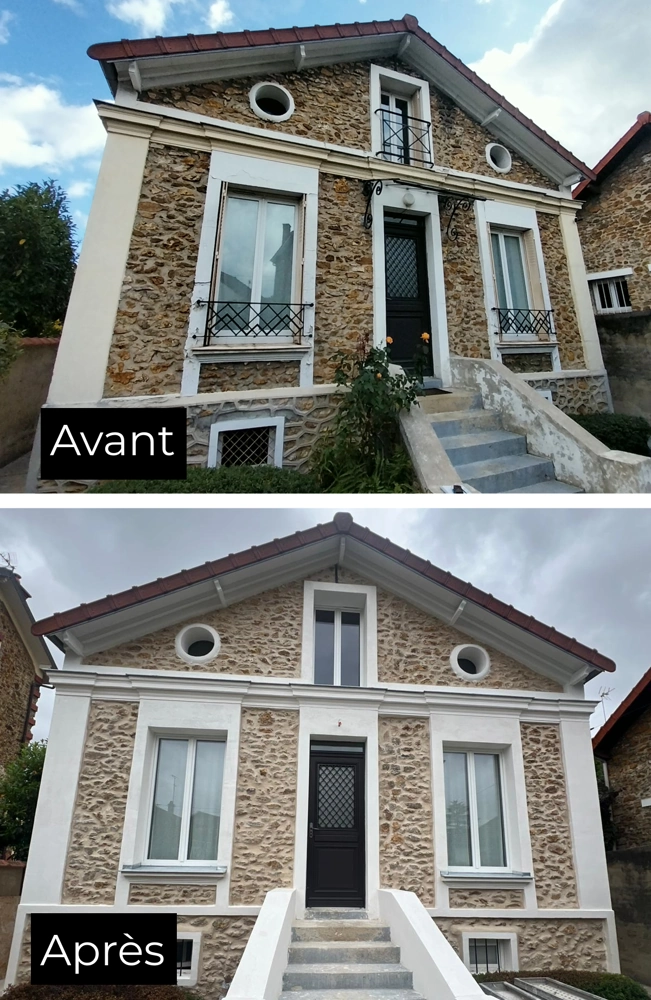 Ravalement de façade à Rosny-sous-Bois (93110) Ravalement Rosny sous Bois avant après