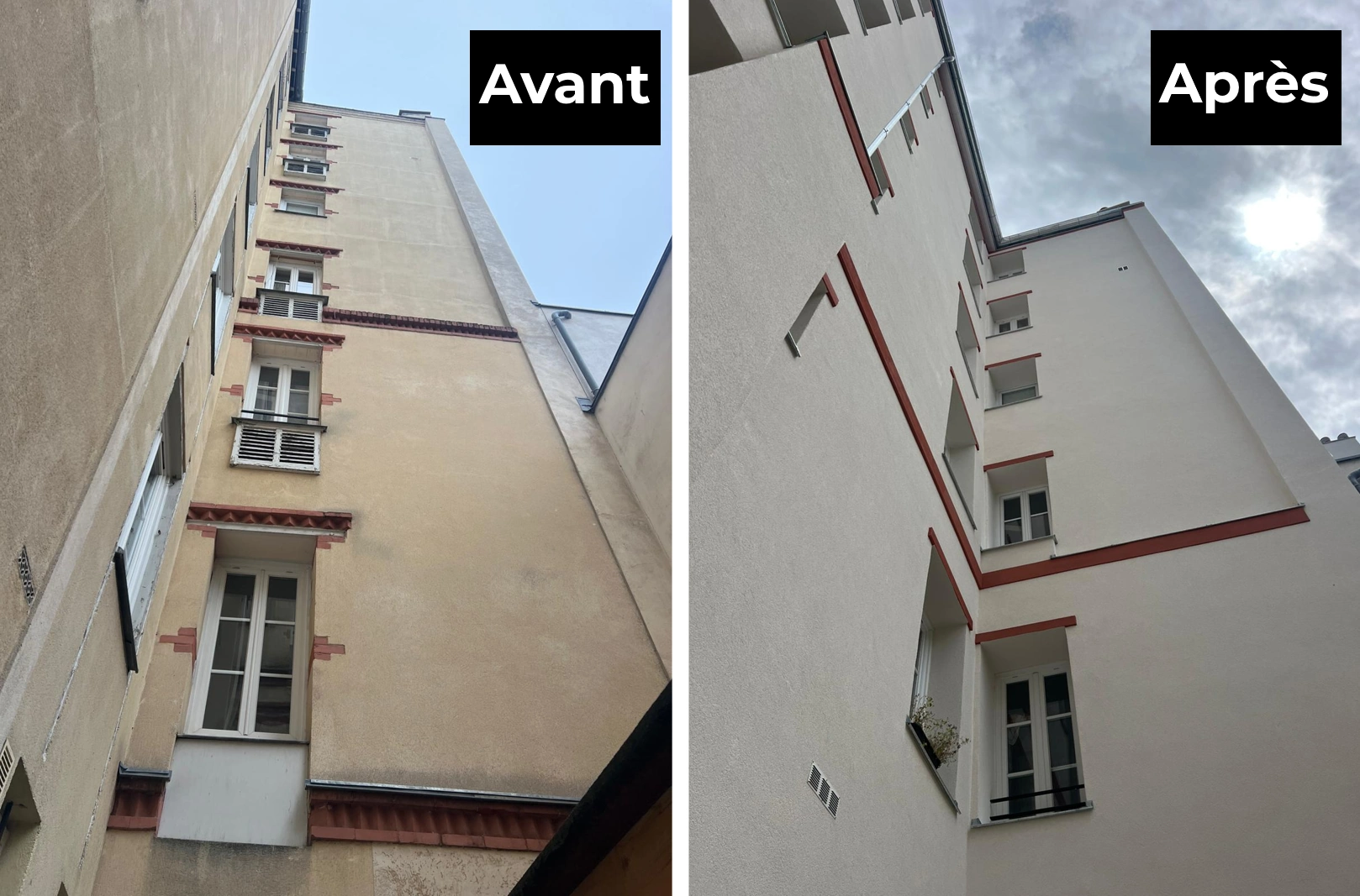 Ravalement de façade à Paris 15 (75015) ITE Paris 15 avant après