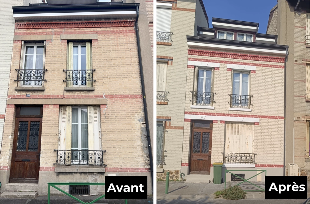 Ravalement de façade à Malakoff (92240) Ravalement de façade à Malakoff : avant après