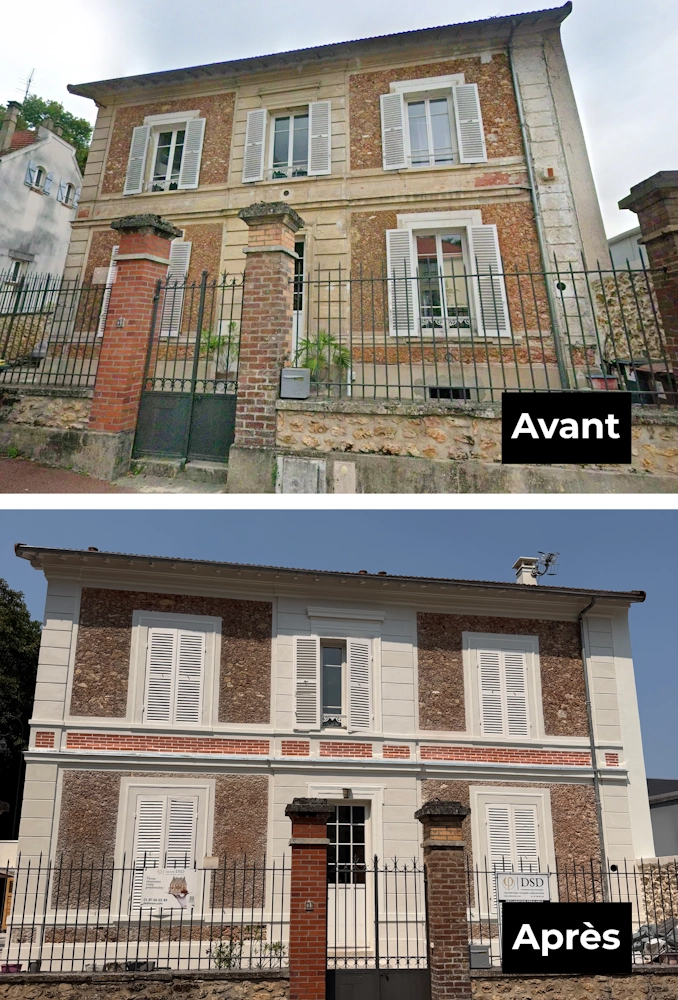 Ravalement de façade au Buc (78530) Ravalement de facade BUC avant apres